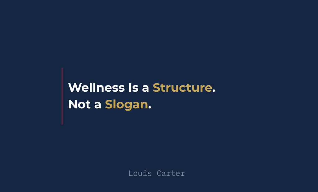 Wellness Is a Structure. Not a Slogan. 1