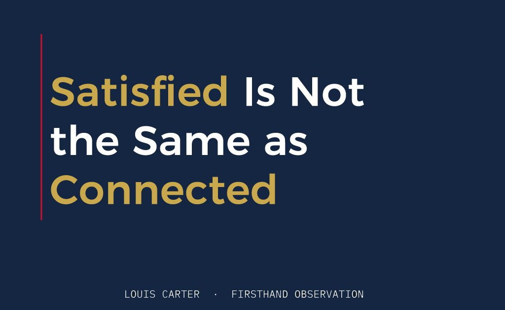 Satisfied Is Not the Same as Connected 1 Satisfied Is Not the Same as Connected